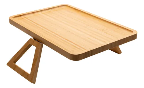 Bandeja Retangular Dobravel Braço De Sofa Bambu Palha - R$ 59,8