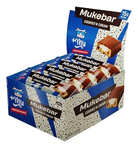 Barra de Proteína +Mu Mukebar 15g Cookies&quotn Cream 12 Unidades Sem Açúcar - R$ 113,9