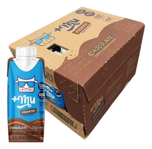 +Mu Mulkshake Bebida Com Whey Chocolate 250ml -12 Unidades - R$ 76,52