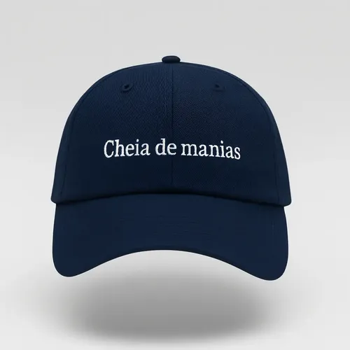 Boné Cheia De Manias Bordado Aba Curva Ajustável Unissex