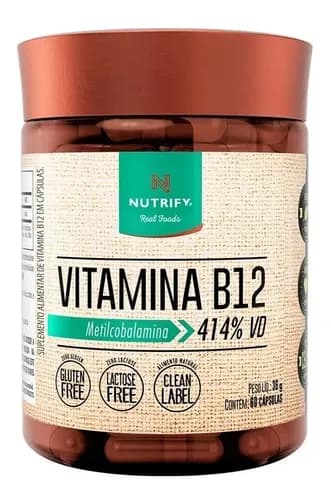 Vitamina B12 Metilcobalamina 60 Cápsulas Nutrify Encapsulados - R$ 28,72