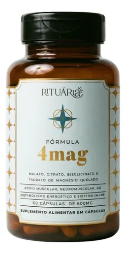 Suplemento 4mag Rituária 60 Cápsulas 4 Magnésios B6 Vegano