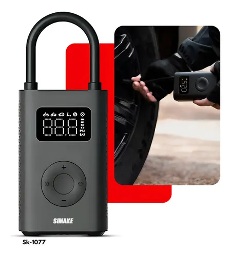 Mini Compressor Digital Simake Bomba De Encher Pneus Portátil Para Carro Bicicleta Motocicletas Cor Preto Com Calibrador - R$ 75,21