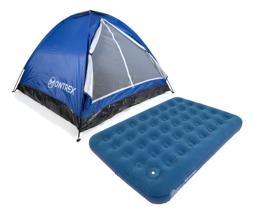 Barraca Iglu Para 4 Pessoas Com Bag + Colchão Inflável Casal Cor Azul - R$ 139,9