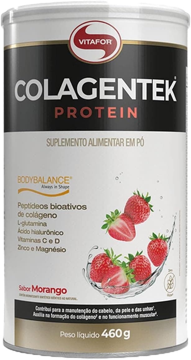 Colagentek Protein - 460g - Morango, Vitafor